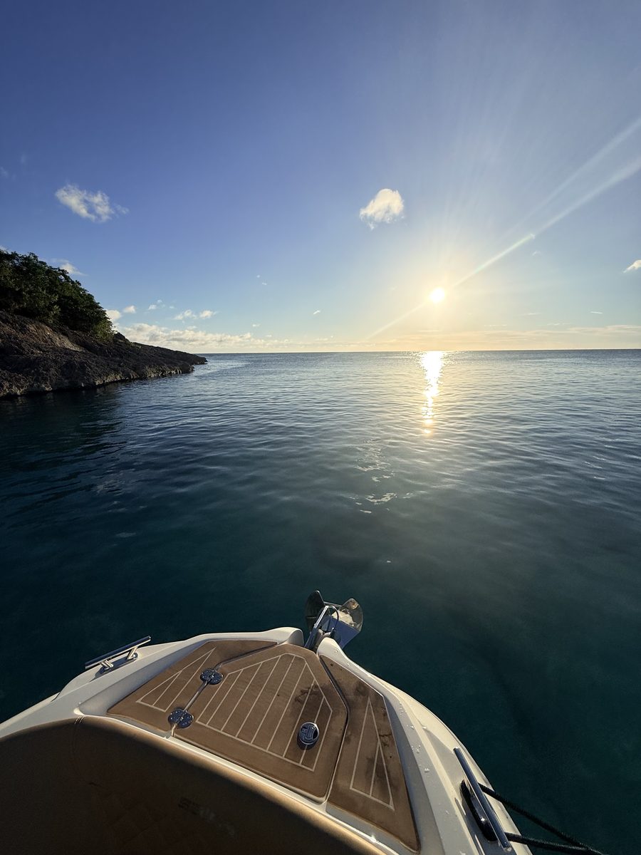 Sunset from the anchorage off La Samanna, at the end of Baie Longue